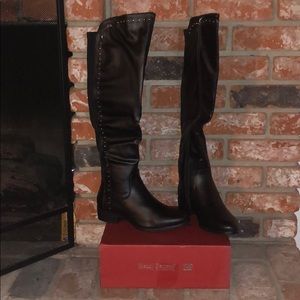 Womens Casual Zip Up Over The Knee Boot - Black